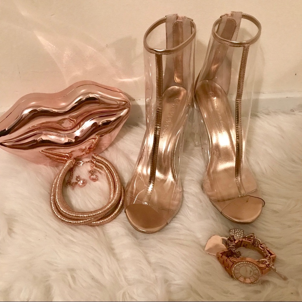 ROSE GOLD & CLEAR BOOTIES